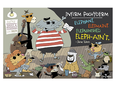 Infirm Pachyderm beatnik cartoon elephant illustration