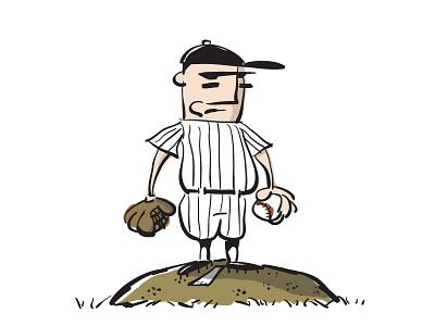 Top of the Fifth baseball cartoon illustration pitcher