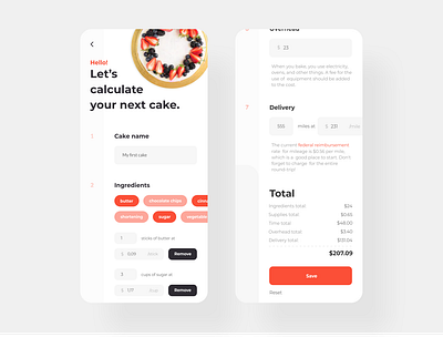 Baking calculator app app clean creative minimal minimalist modern photography ui ux web