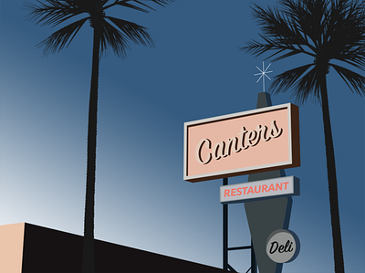 Los Angeles diner flat design illustrator instagram landscape los angeles palm trees photoshop sky vector art vector illustration