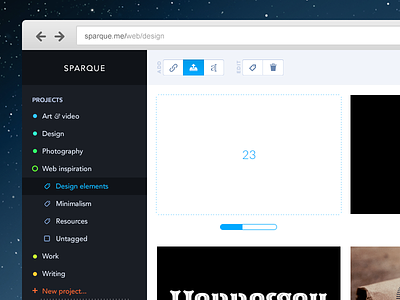 Sparque redesign | Uploads & sidebar avenir flat minimal progress sidebar sparque tags upload