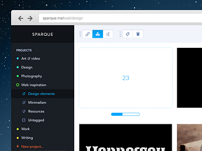 Sparque redesign | Uploads & sidebar