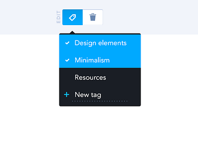 Tag interaction checkbox dropdown edit tag