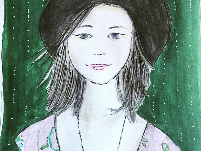 Just a girl hand drawing illustration watercolor pencil