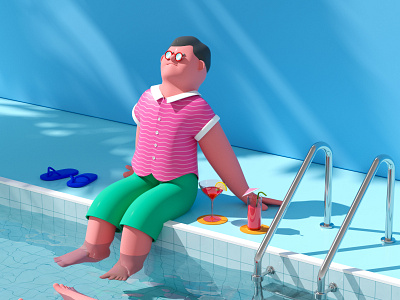 summer animation book design branding c4d character character designer cinema4d design graphic illustration swimmingpool