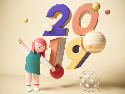 Happy 2019 2019 animation book design branding c4d character character designer christmas cinema4d design graphic illustration poster