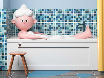 Bath time bath bookdesign character cinema4d graphic illustration 캐릭터디자인