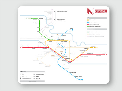 Bucharest Metro Map branding design illustration logo maps vector