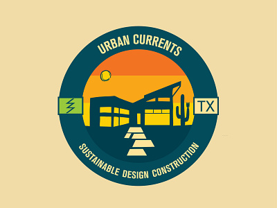 Urban Currents architecture branding cactus construction design eco home electric illustration landscape logo logo design modern owl sun sunrise sunset sustainable texas