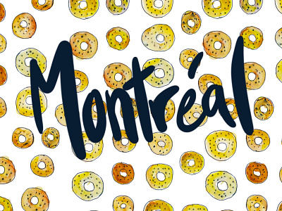 Montreal Flavour bagels drawing food food illustration illustration montreal typography watercolour