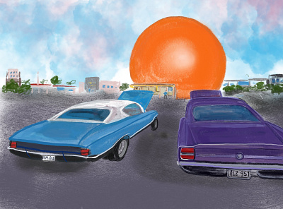 Orange Julep architecture cars digital art diner illustration julep montreal orange retro summer vintage vintage cars