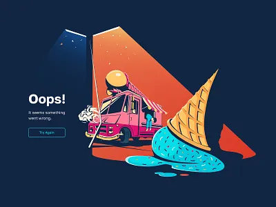 Error page. Illustration 404 crash crashed empty state error ice cream illustration lamppost landing oops page not found ui ui design van vector web website