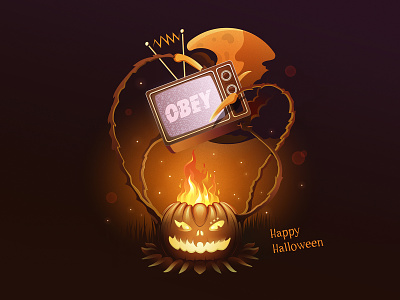 Happy Halloween! autumn character design fall funny halloween helloween horrible illustration jack jack o lantern obey october pumpkin tv vector