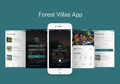 Forest Villas App app apple application booking buy design green iphone logo luxury mobile responsive design sketch smartphone traveling uiux villa web design