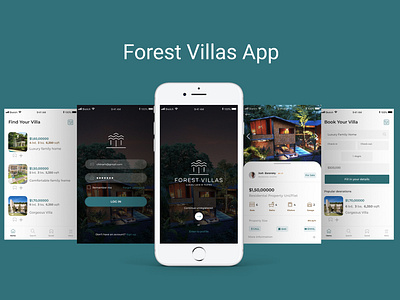 Forest Villas App app apple application booking buy design green iphone logo luxury mobile responsive design sketch smartphone traveling uiux villa web design