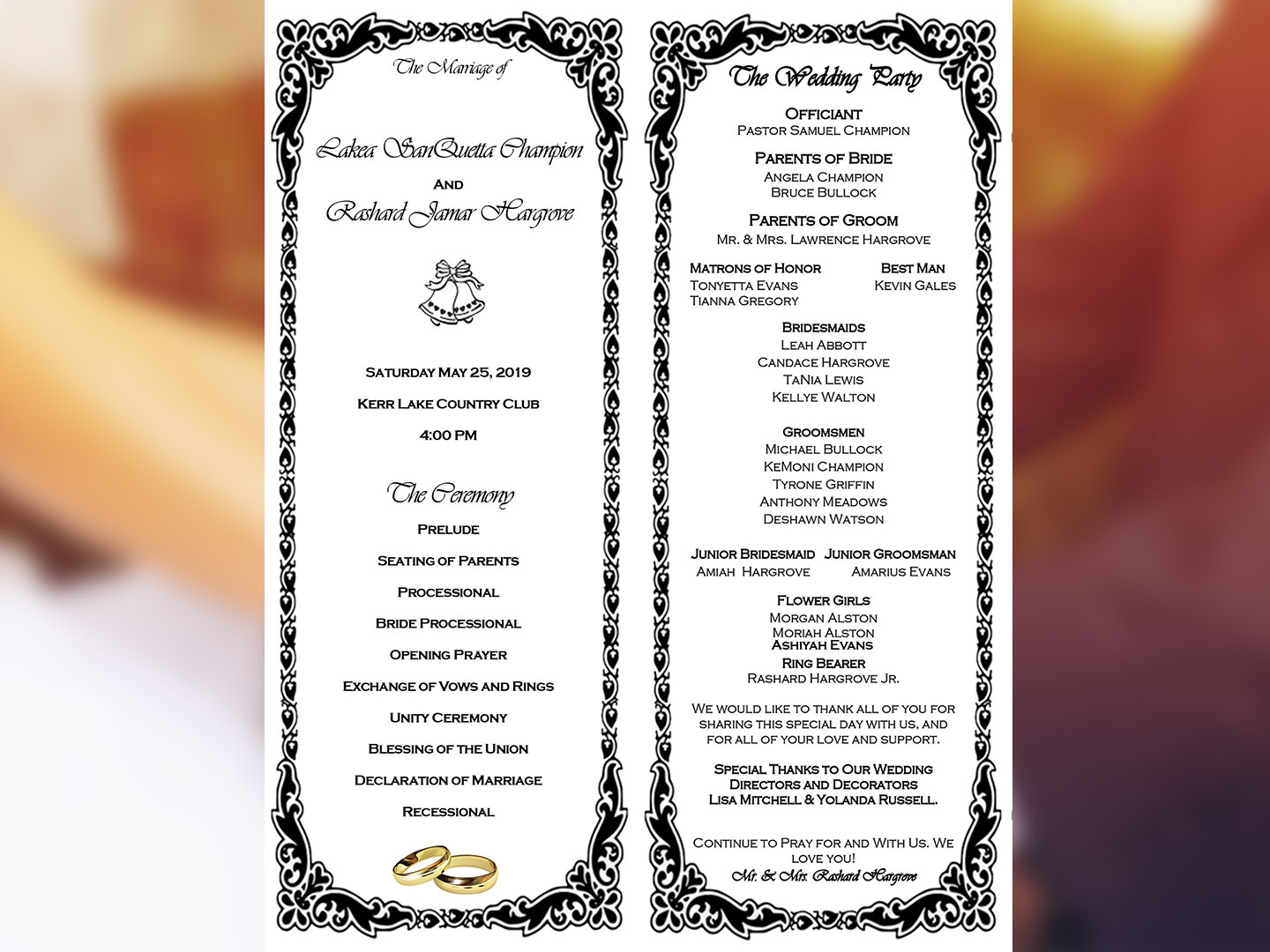 Hargove Wedding Program By Ke Moni Champion On Dribbble