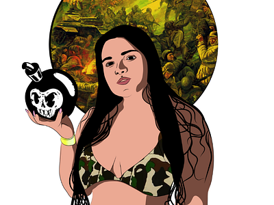 Warrior art body bomb drawing figure green human illustration portrait war woman