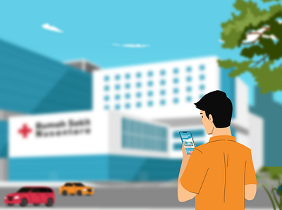 a man across the hospital artwork explainer videos hospital illustration motion graphics people smartphone