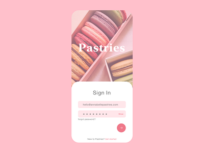 Pastry App Sign In Screen branding daily ui dailyui design mobile app ui visual design