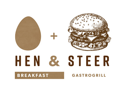 Hen & Steer breakfast burgers eggs food gastrogrill logo restaurant typography