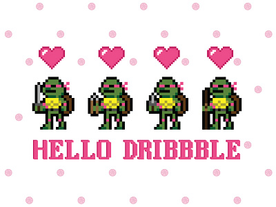 Turtle Power Debut debut heart love ninja turtles pixel art valentines day