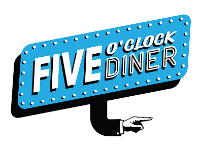 Five O'clock Diner branding food logo sign type