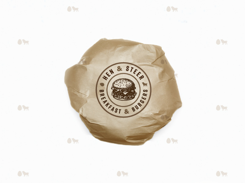 Download Hen & Steer Burger Wrapper and Pan Liner Mockup by Chad Atcheson on Dribbble