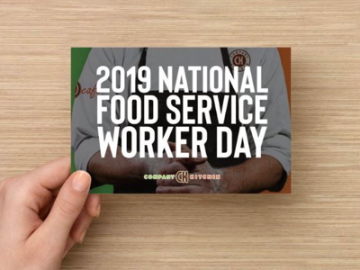 National Food Service Day Postcard typography branding postcard