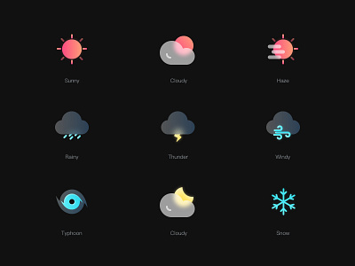 Weather icons - Dark cloudy dark icons rain sketch snow sunny thunder typhoon weather windy
