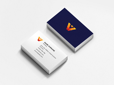 V Logo - Business Card art brand branding business card clean design flat icon identity illustrator logo minimal vector