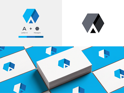 A + Hexagon logo concept - 2 app art brand branding business card clean design flat graphic design icon identity illustrator logo minimal monogram vector