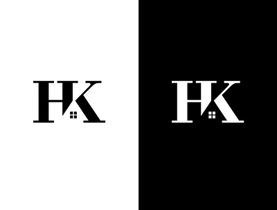 HK Home monogram logo art brand branding clean design flat identity illustrator logo monogram vector
