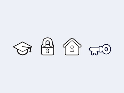 A few unused icons hat house icons illustration key padlock