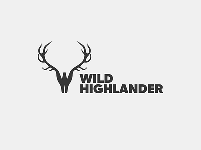 Wild Highlander Ident antlers black grey highland illustration illustrator stag vector w wild