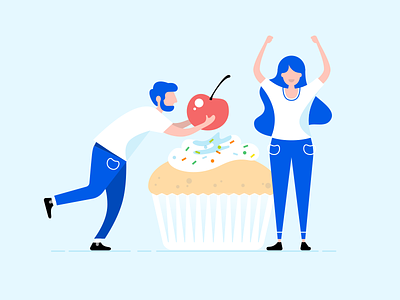 Crowdfunder Illustration Concept blue cake celebrate cherry crowdfunding illustration more sketch vector