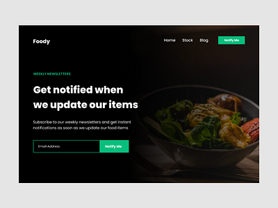 Foody - A place for fresh market foods food landingpage newsletter