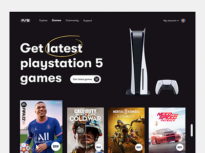 Gamehub brand design design app game landingpage playstation ps5