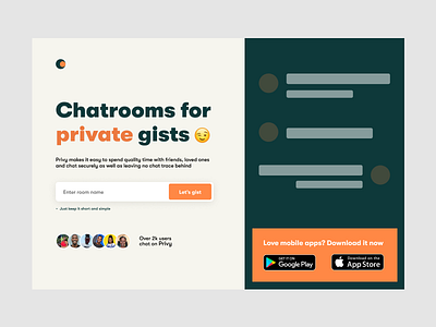 Privy chat chat room design groupchat landingpage ui