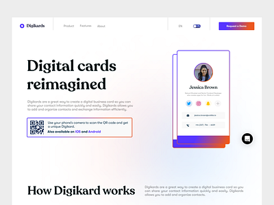 Digikard brand design branding cards digital landingpage ui