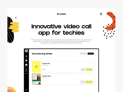 Vodela - The video call for techies brand design design video call