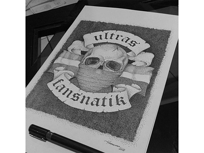 Ultras Fansnatik badge drawing emblem illustration manual illustration pen and ink pen art persib pointillism poster stippling