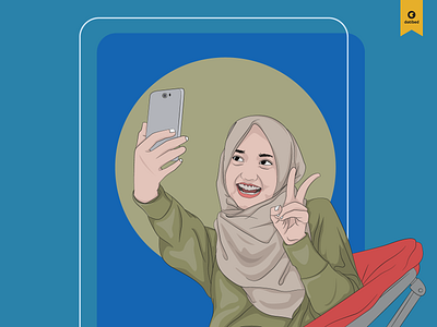 selfie adobe illustrator camera drawing girl graphic illustration pendrawing phone selfie smiling socialmedia vector wacom