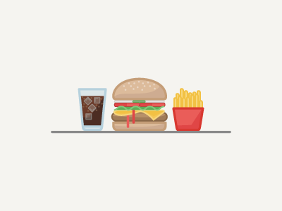 Rare lunch burger flat food illustration illustrator linework