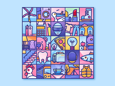 Tiles! bold geometry illustration illustrator linework miguelcm outline