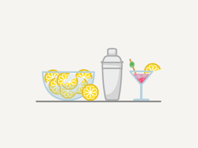 Fresh Cocktail flat illustration linework miguelcm