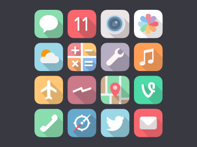 iOS 7 flat icons app flat ios7 iphone miguelcm mobile twitter ui vine