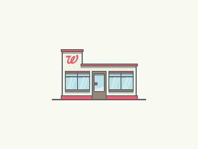 Walgreens Pharmacy architecture building drugstore illustration illustrator linework miguelcm pharmacy thick lines walgreens