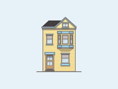 Victorian House american architecture building illustration illustrator linework miguelcm san francisco thick lines victorian house