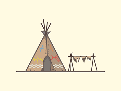 Native Home american architecture building illustration illustrator indian linework miguelcm native house tent leather thick lines