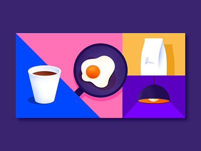 Early breakfast breakfast coffee composition egg illustration miguelcm milk morning procreate